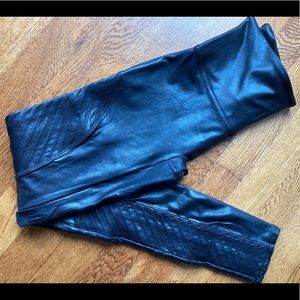 Spanx Black Faux-Leather Moto Leggings